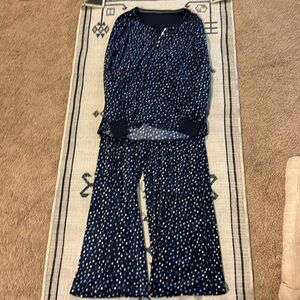 Nautica Navy Polka Dot Fabric pajama set with pockets